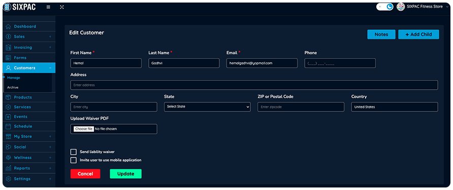 Business dashboard